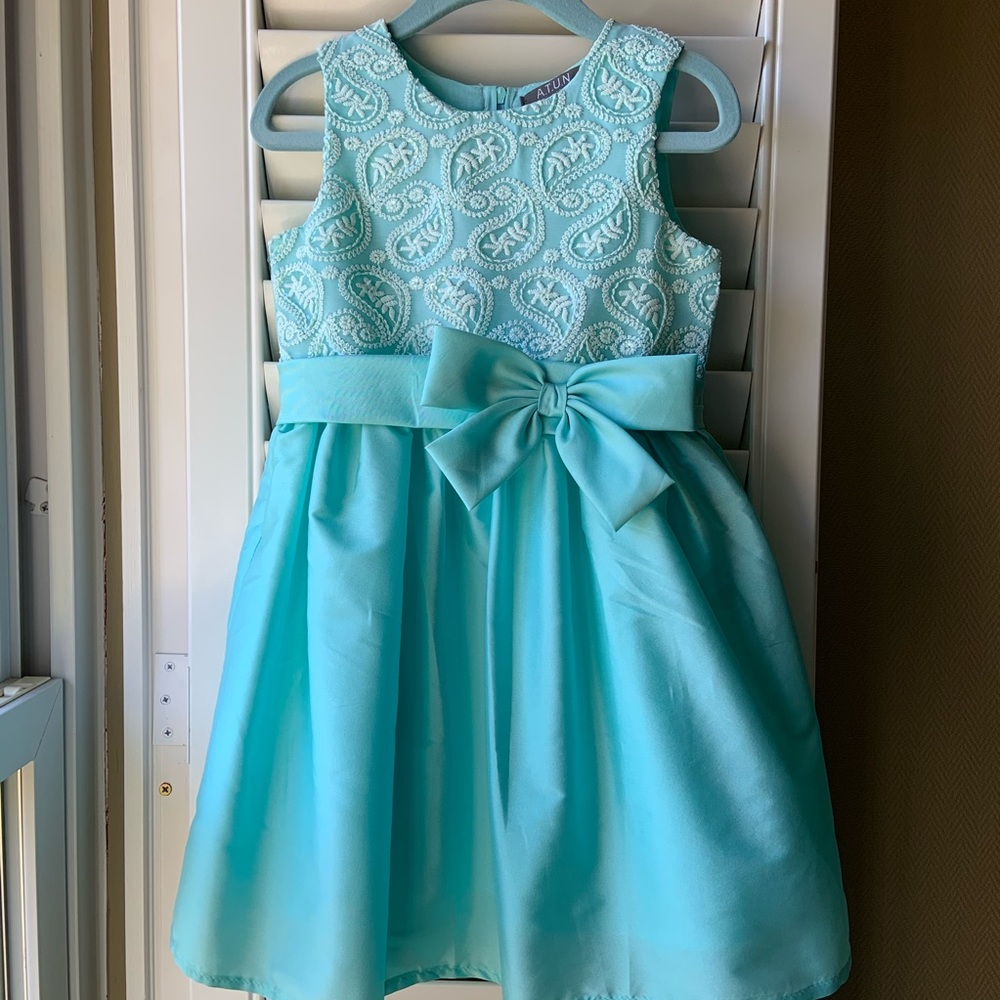 A.T.U.N. Tiffany-blue embroidered and beaded dress